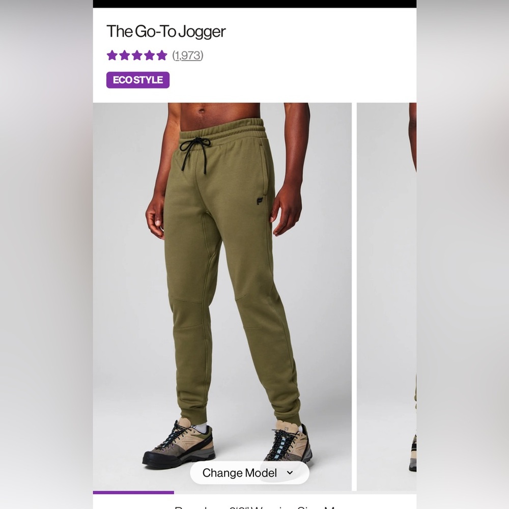 Fabletics men’s go to joggers size large in utility green